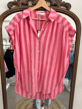 Load image into Gallery viewer, Red &amp; Pink Stripe Button Down
