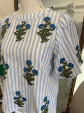 Load image into Gallery viewer, Blue Striped Floral Top