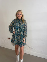 Load image into Gallery viewer, Green Floral Smocked Dress

