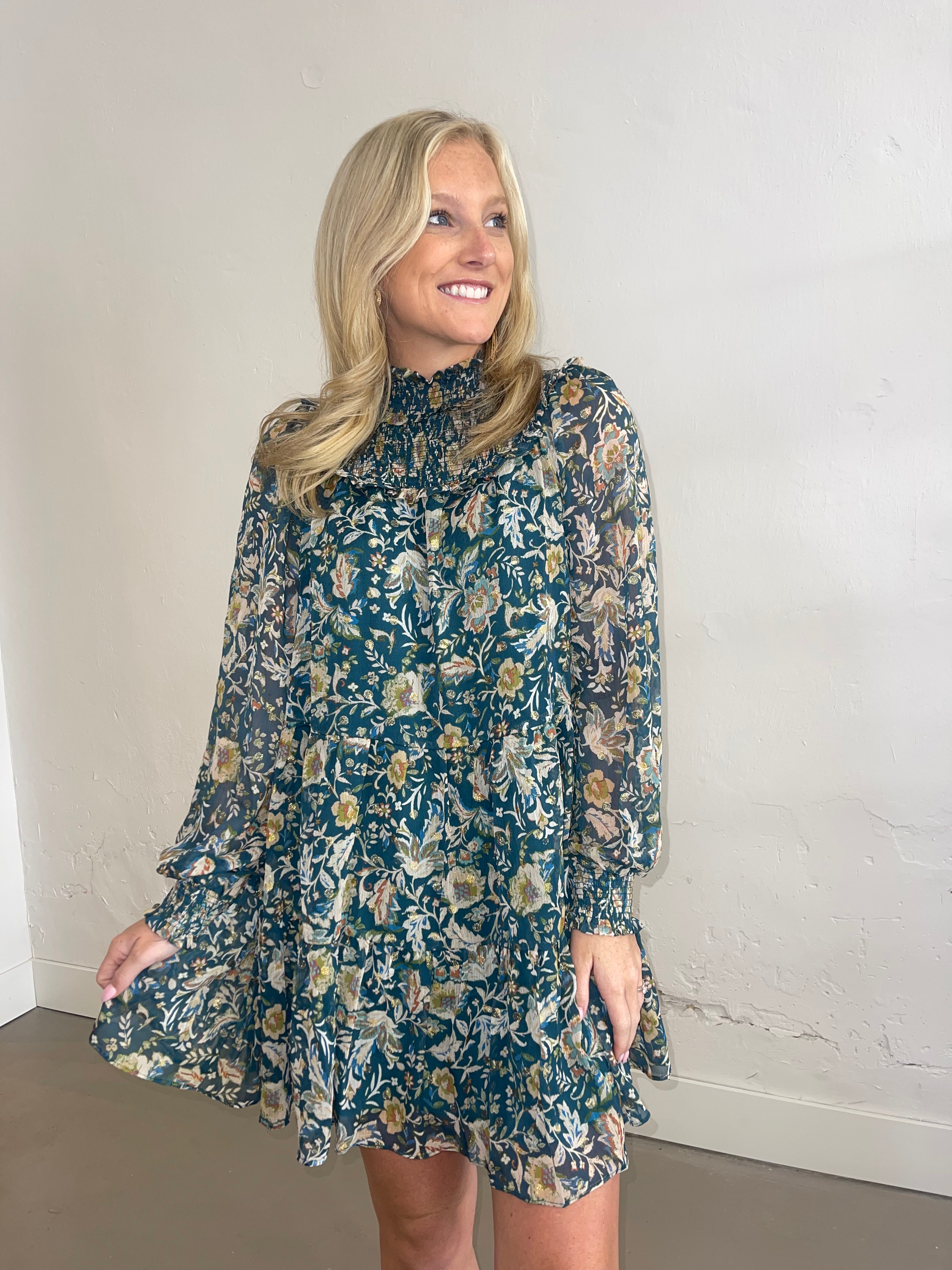 Green Floral Smocked Dress – JPosh Apparel