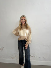 Load image into Gallery viewer, Beige &amp; White Colorblock Sweater
