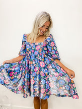 Load image into Gallery viewer, Navy Floral Babydoll Dress
