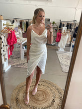 Load image into Gallery viewer, White One Shoulder Pearl Dress
