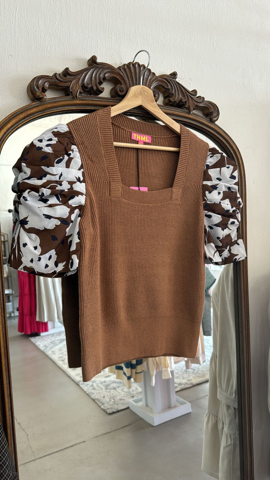 Brown Sweater with Detail Sleeves