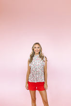 Load image into Gallery viewer, Red Striped &amp; Floral Button Up Tank
