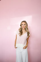 Load image into Gallery viewer, Cream &amp; Pink Striped Knit
