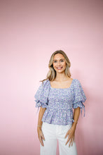 Load image into Gallery viewer, Purple Floral Tie Cinch Top
