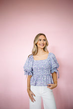 Load image into Gallery viewer, Purple Floral Tie Cinch Top
