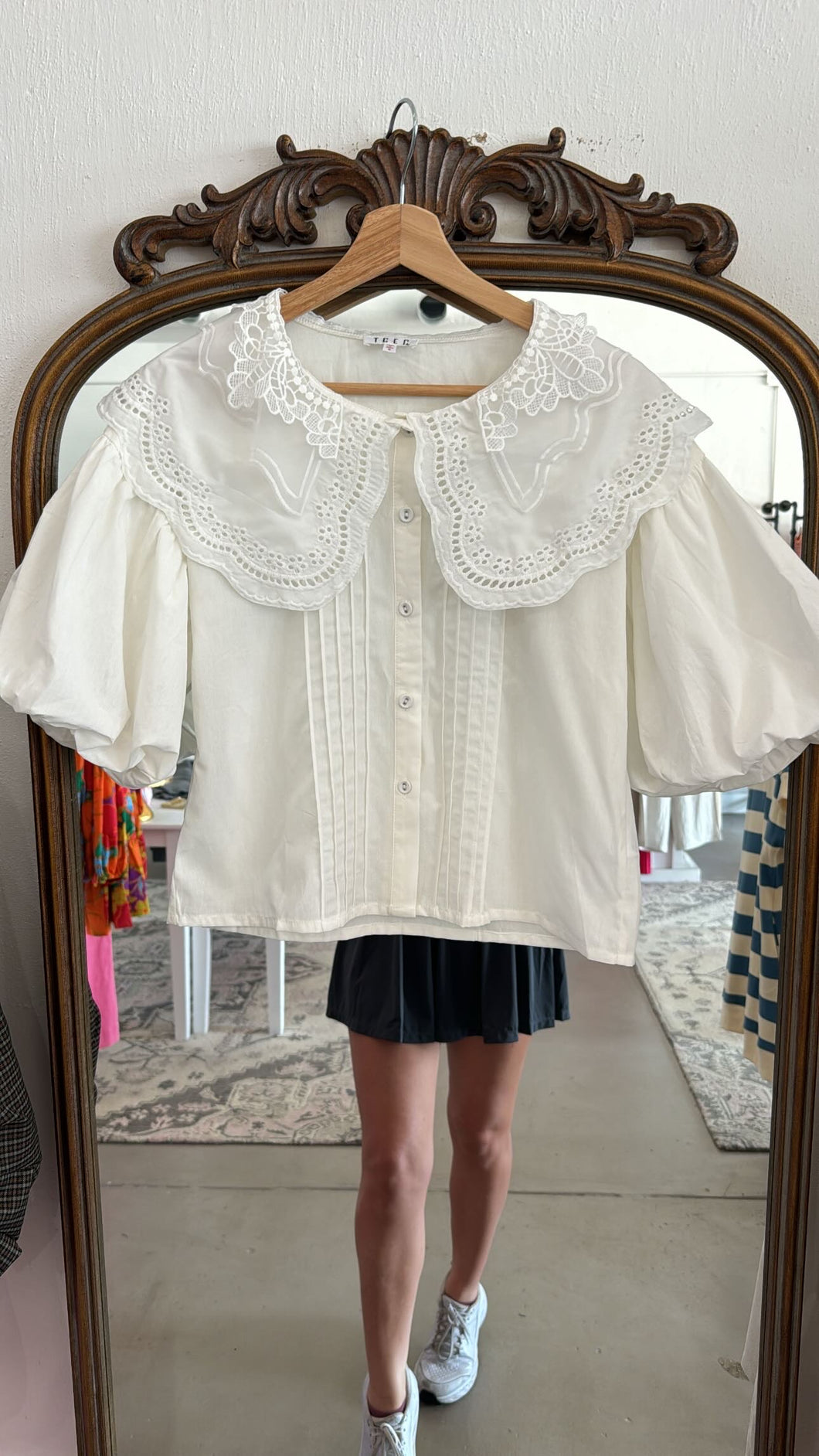 White Lace Collar Blouse