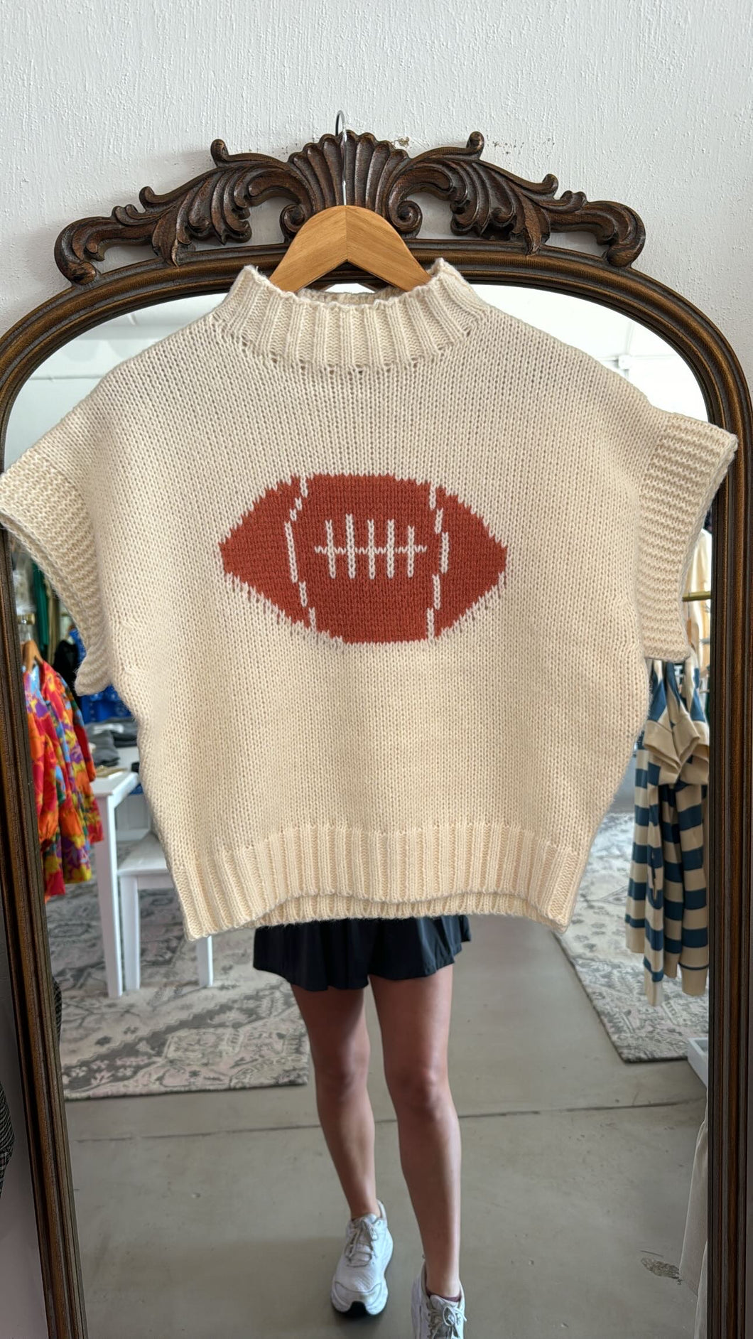 Cream Football Knit Top