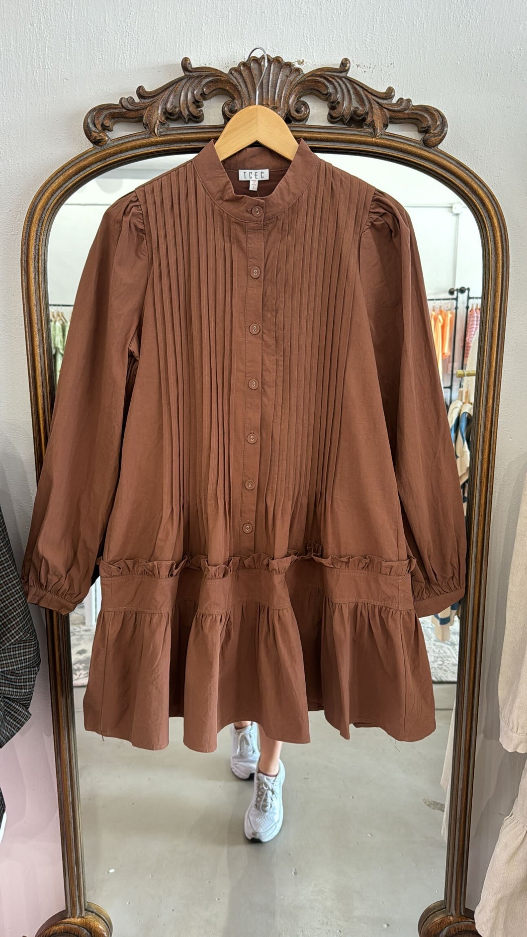 Chocolate Pleated Dress