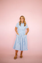 Load image into Gallery viewer, Blue Striped Floral Appliqué Dress
