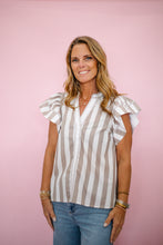 Load image into Gallery viewer, Brown and White Striped Top

