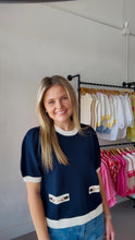 Load image into Gallery viewer, Navy with Gold Detailing Top
