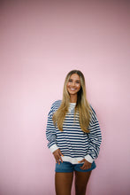 Load image into Gallery viewer, Navy &amp; White Stripe Sweatshirt
