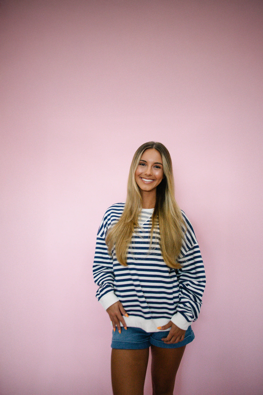 Navy & White Stripe Sweatshirt