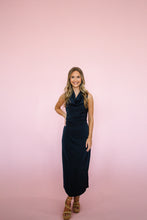 Load image into Gallery viewer, Navy Blue Silk Midi Dress
