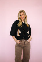 Load image into Gallery viewer, Black Short sleeve Horse Sweater
