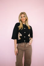Load image into Gallery viewer, Black Short sleeve Horse Sweater
