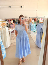 Load image into Gallery viewer, Blue Striped Floral Appliqué Dress
