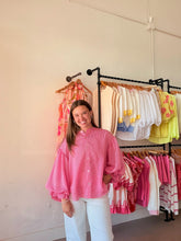 Load image into Gallery viewer, Pink Stripe Button Down Top
