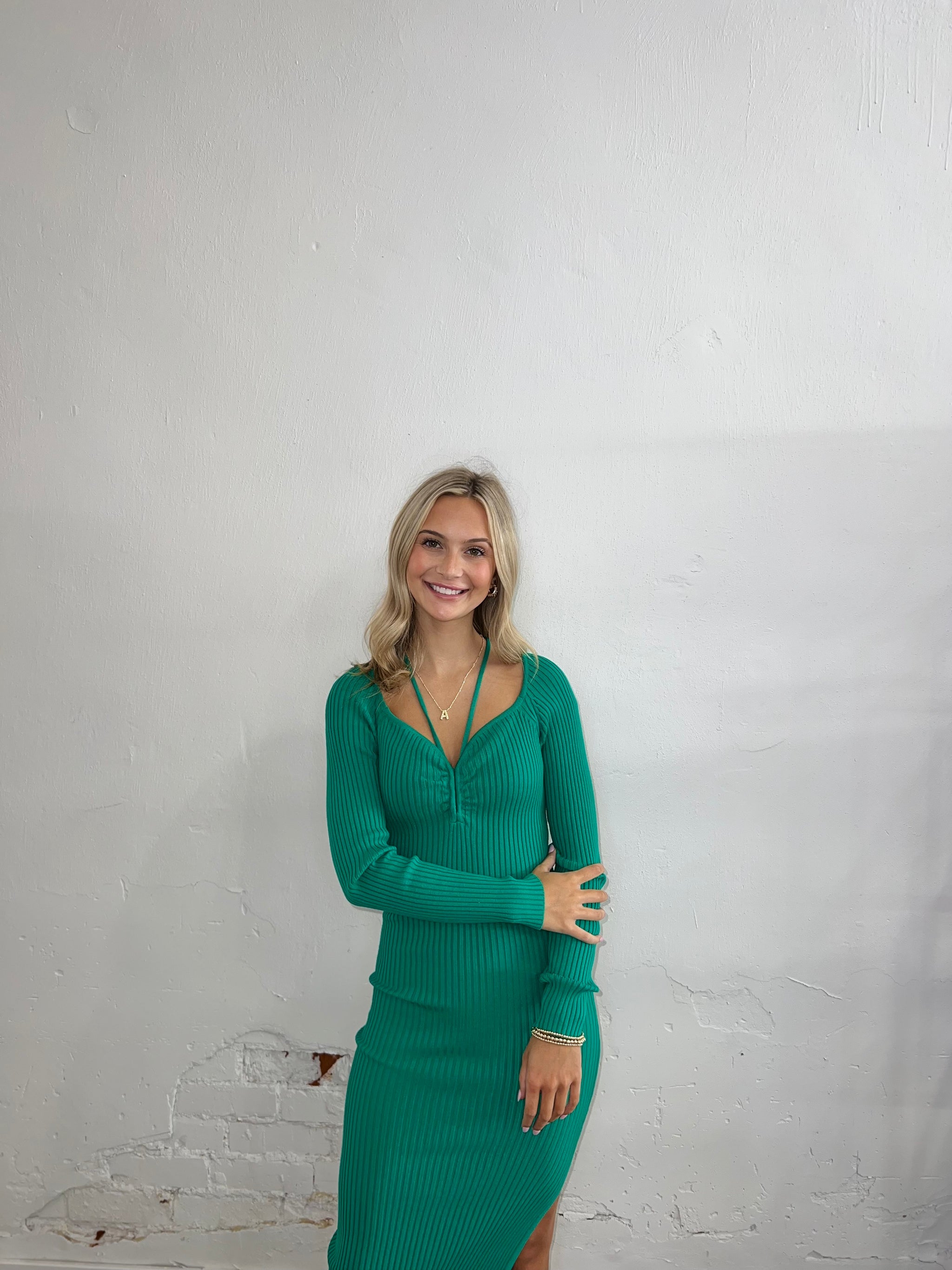Green midi Knit Dress JPosh Apparel Green midi Knit Dress JPosh Apparel