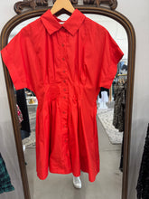 Load image into Gallery viewer, Red Cinch Waist Button Dress
