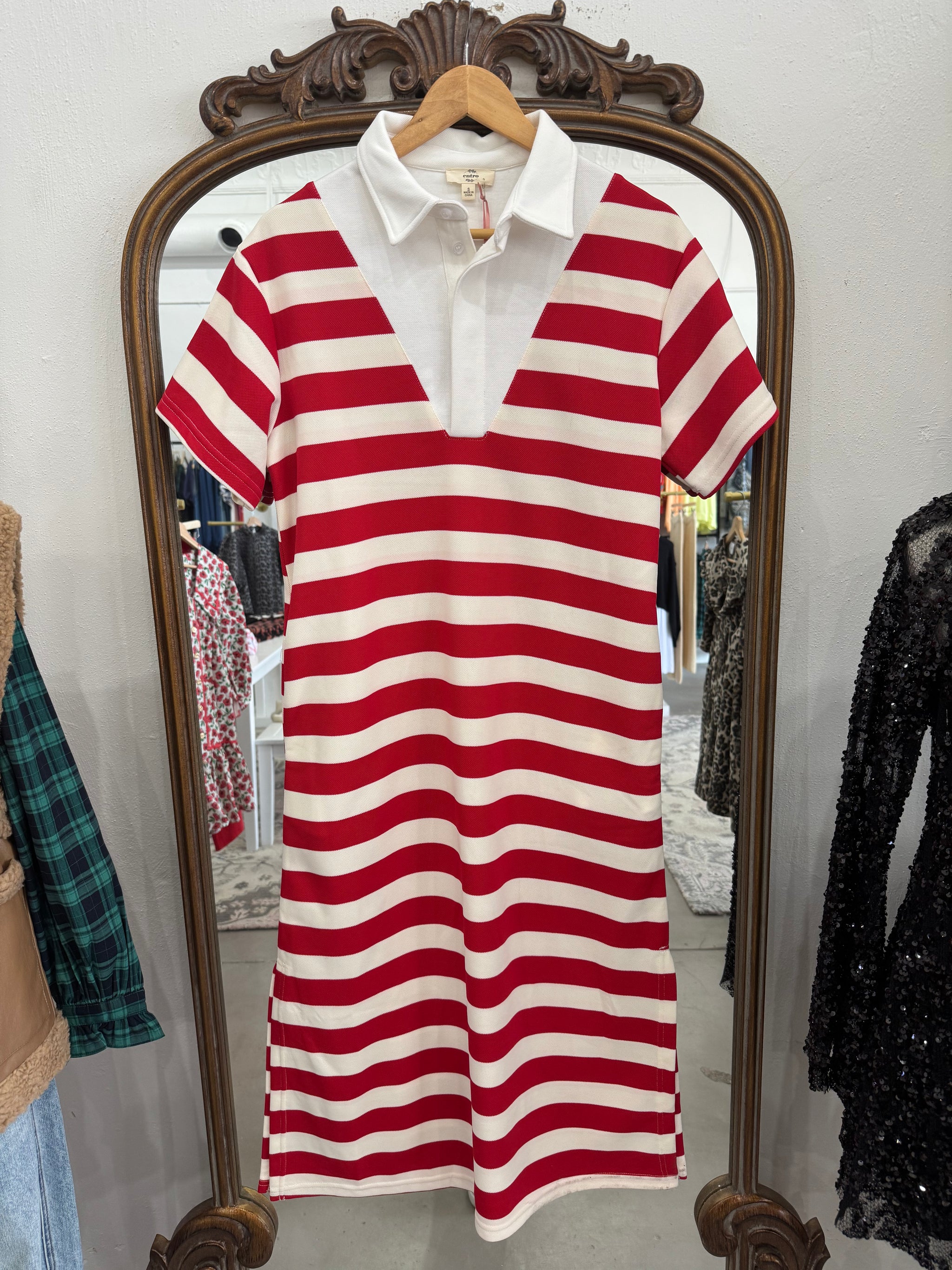 Red Stripe Midi Dress  JPosh Apparel