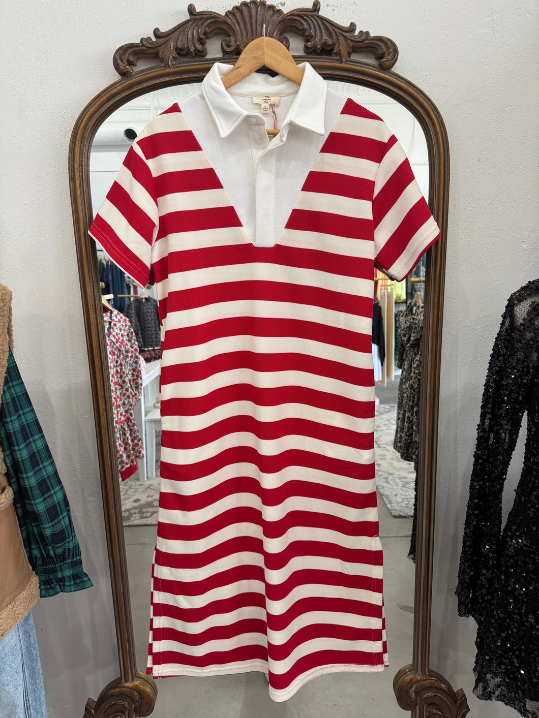 Red Stripe Midi Dress