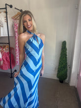 Load image into Gallery viewer, Mixed Blue Striped Maxi Dress

