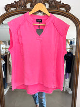 Load image into Gallery viewer, Pink Ruffled Terry Trimmed Top
