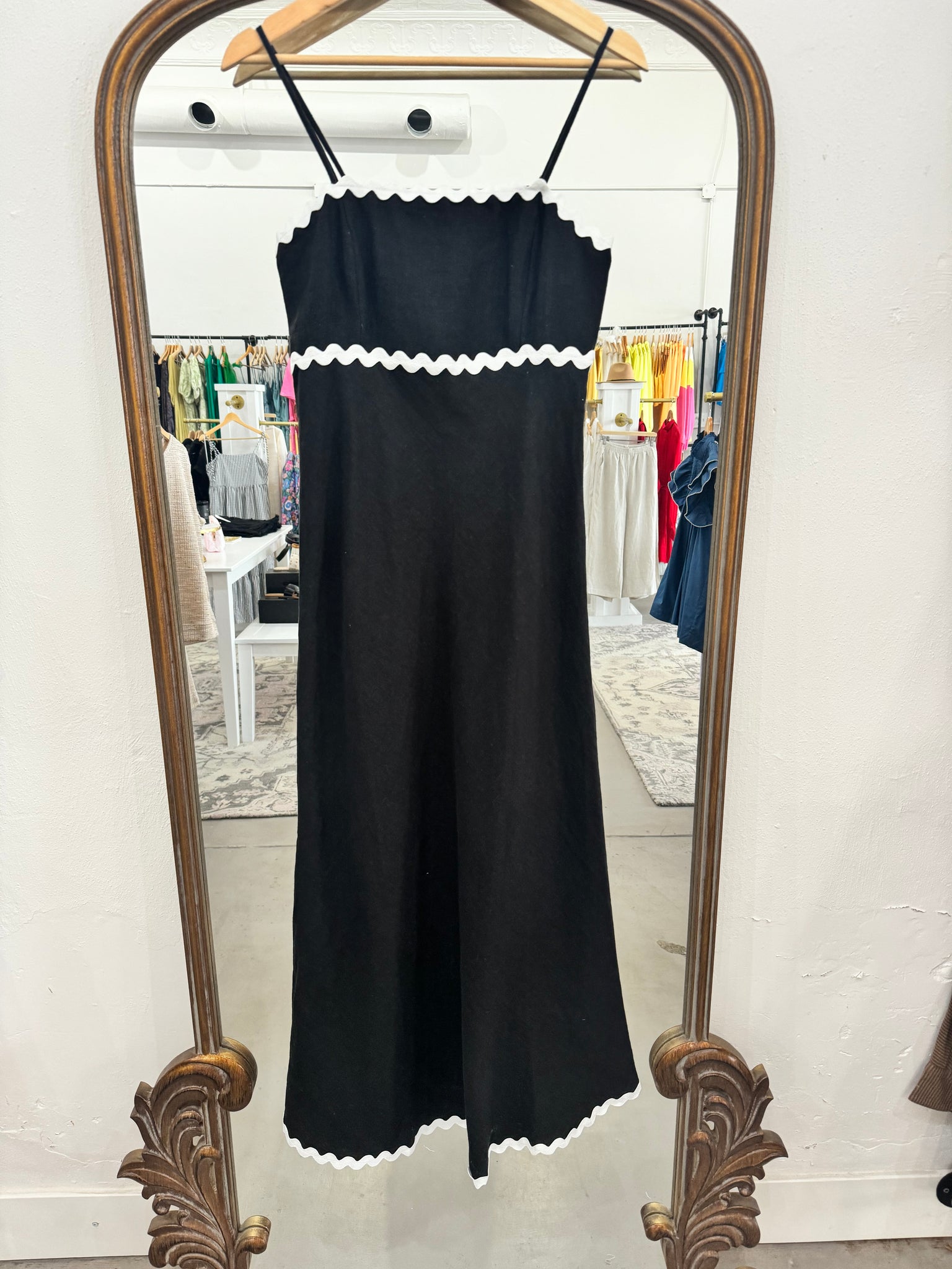 Black Ric Rac Linen Dress JPosh Apparel Black Ric Rac Linen Dress JPosh Apparel
