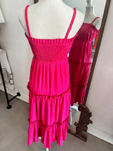 Load image into Gallery viewer, Hot Pink Pleated Midi Dress
