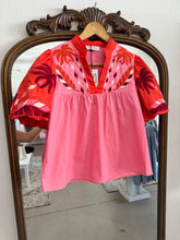 Load image into Gallery viewer, Pink Embroidered Puff Sleeve Top
