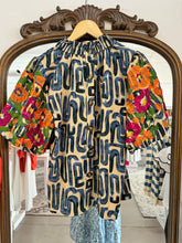 Load image into Gallery viewer, Patterned Embroidered Puff Sleeve Top
