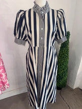 Load image into Gallery viewer, Navy Stripe Button Midi Dress
