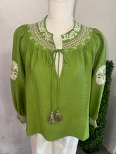 Load image into Gallery viewer, Green embroidered Cream &amp; Pink Details
