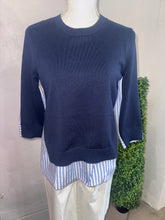 Load image into Gallery viewer, Navy &amp; Striped Layered Sweater
