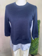 Load image into Gallery viewer, Navy &amp; Striped Layered Sweater
