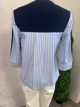 Load image into Gallery viewer, Navy &amp; Striped Layered Sweater
