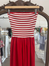 Load image into Gallery viewer, Red Stripe Strapless Dress
