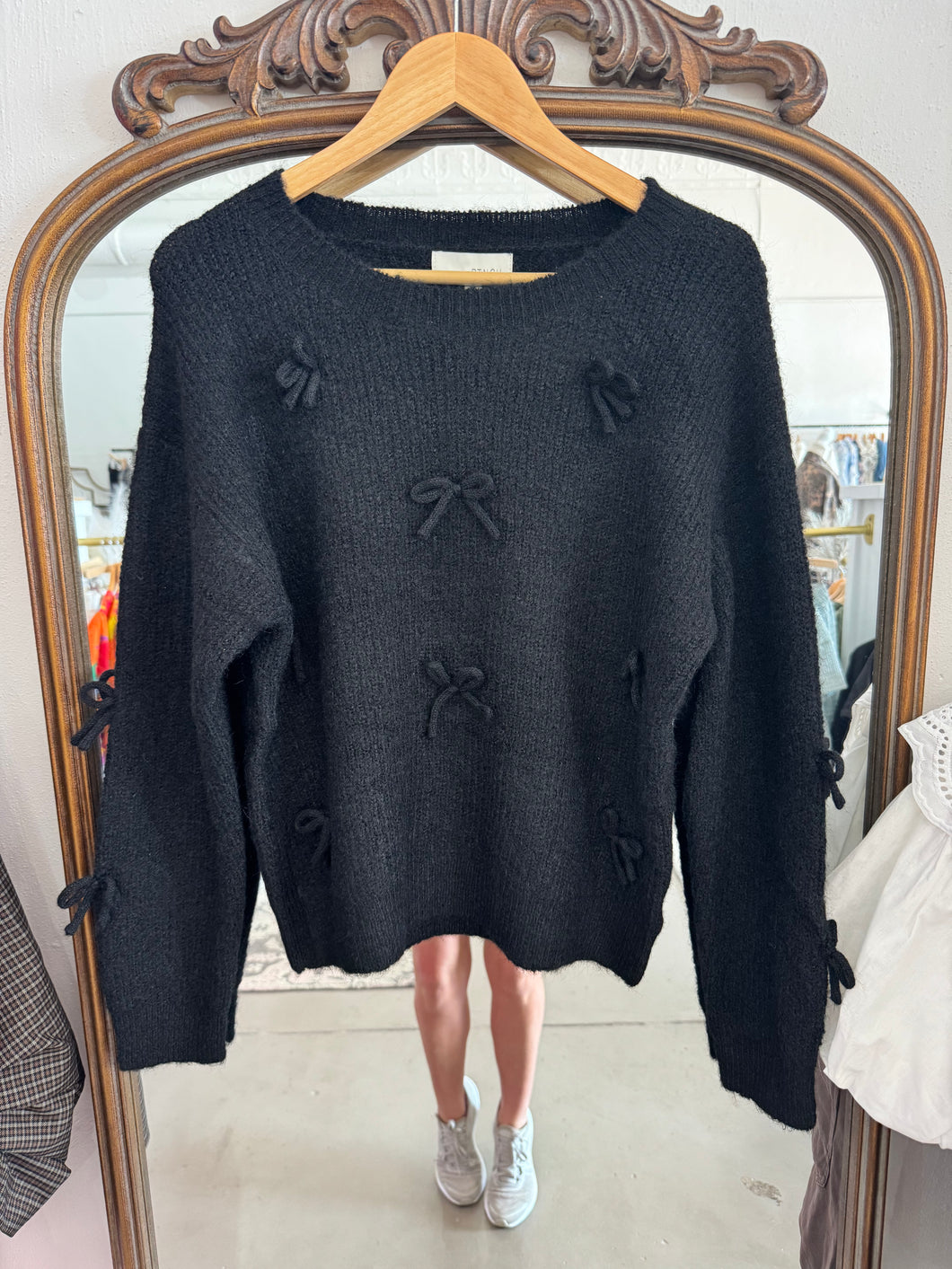 Black Bow Embellishment Sweater