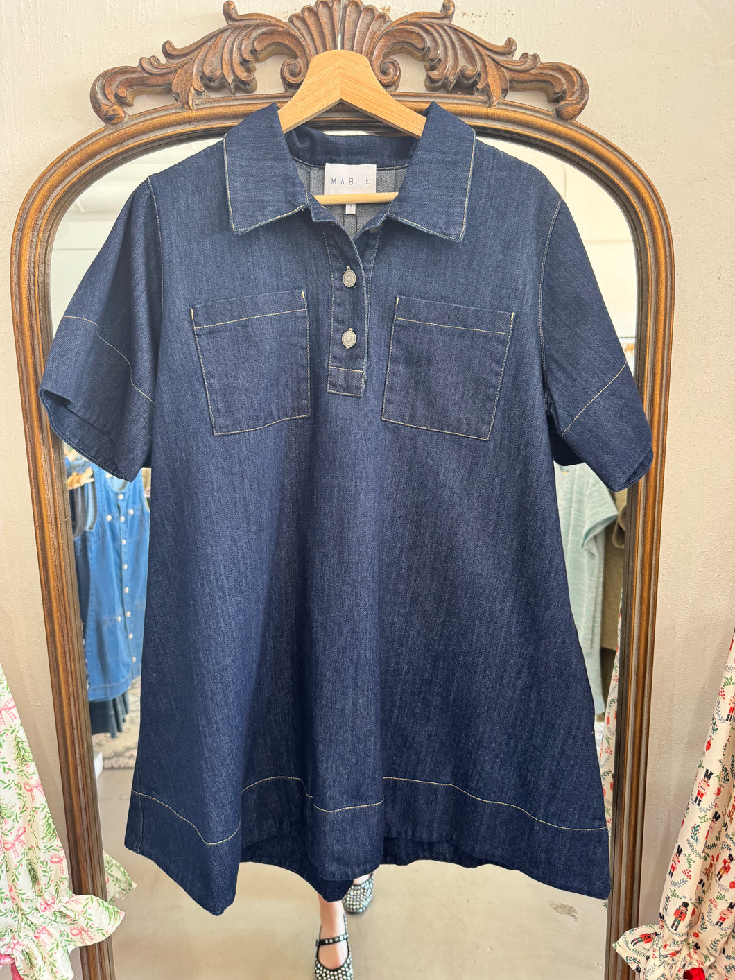 Denim Flared Mini Dress