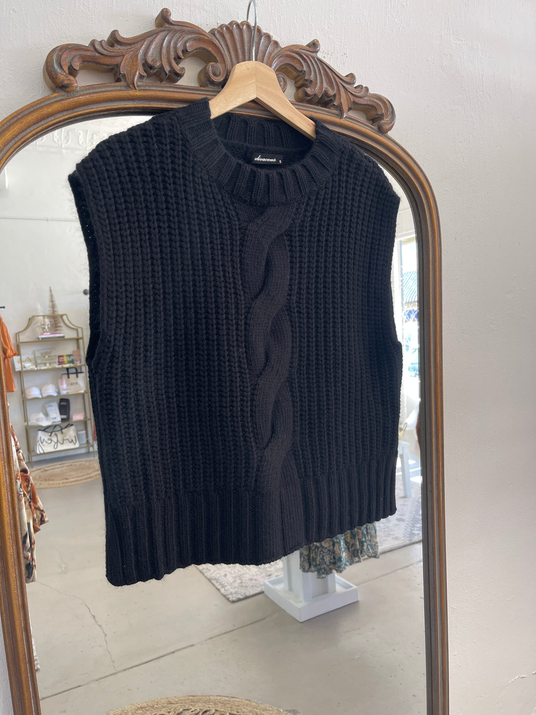 Black Braided Sweater Vest