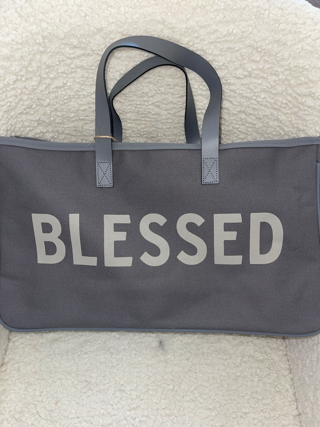 Grey Blessed Tote Bag