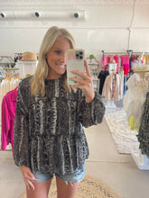 Load image into Gallery viewer, Black Snakeskin Blouse
