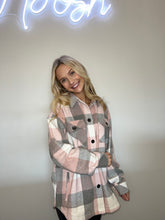 Load image into Gallery viewer, Pink &amp; Grey Plaid Shacket
