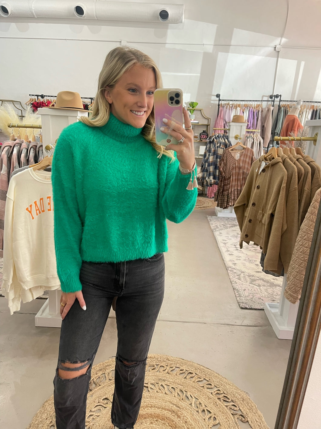 Green Turtle Neck Sweater