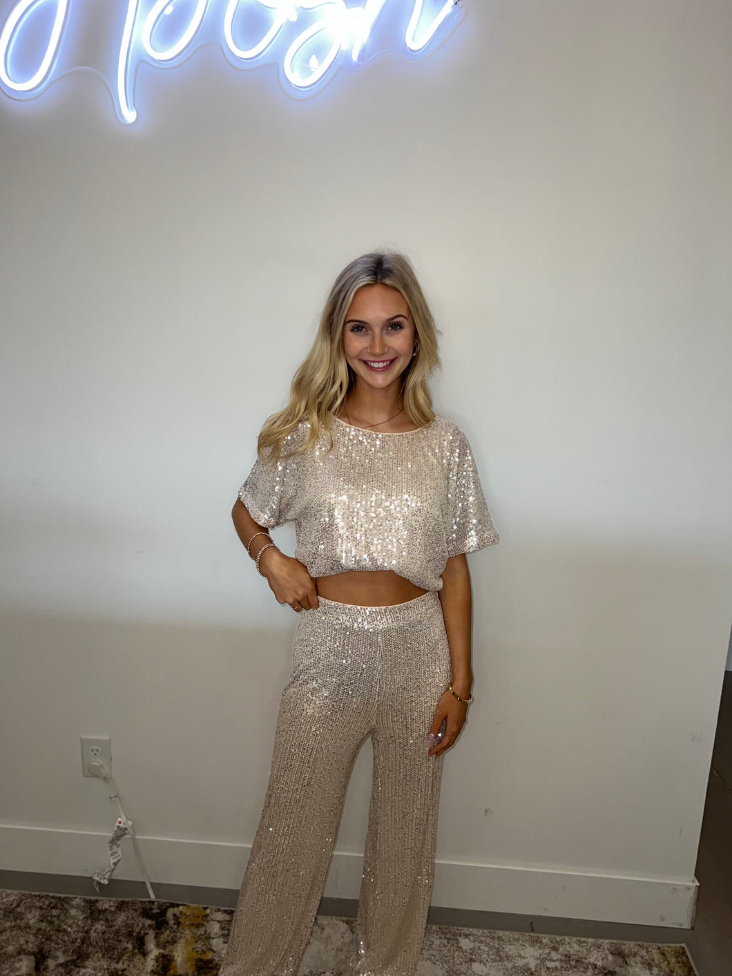 Champagne Sequin Top