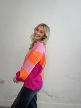 Load image into Gallery viewer, Pink &amp; Orange Colorblock Sweater

